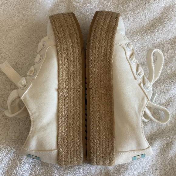 TOMS ivory platform canvas espadrilles sz 5.5 - Picture 4 of 8